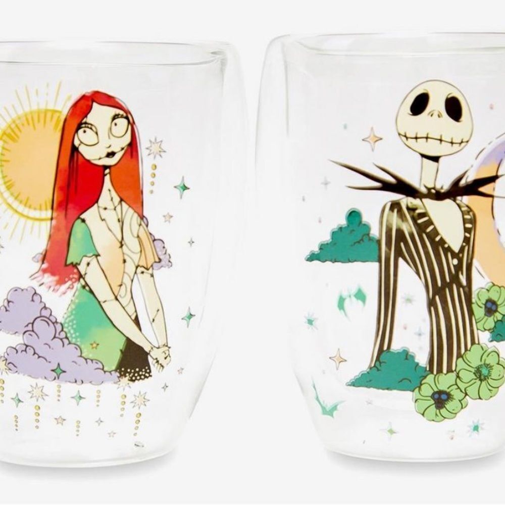 Disney Nightmare Before Christmas Double Walled Glass Set - Jack & Sally